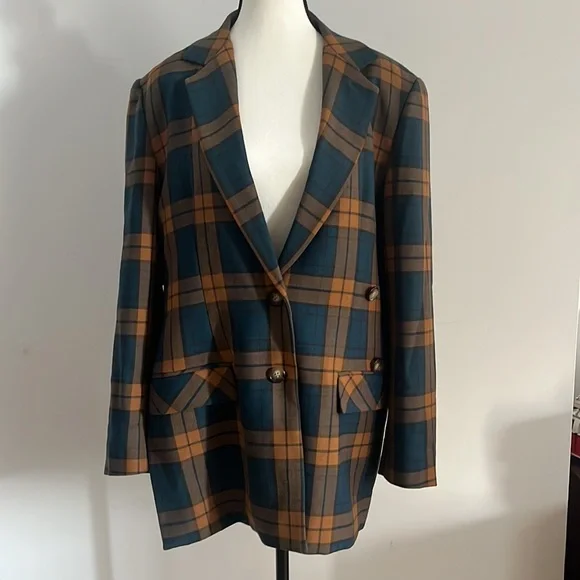 Plaid Blazer Wool Jacket - Picture 4 of 13
